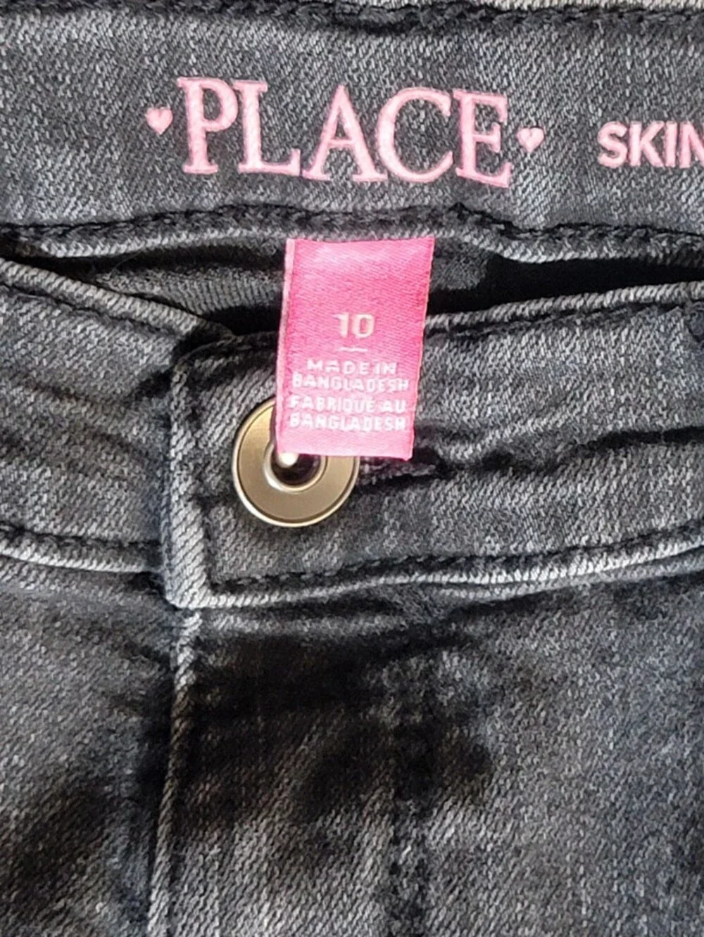 The Children's Place Girls Gray Washed Skinny Jeans Size 10